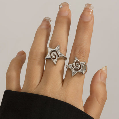 Cold and niche three-dimensional star shaped rings with spicy and beautiful mouth opening English letter bracelets