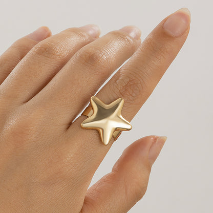 Cold and niche three-dimensional star shaped rings with spicy and beautiful mouth opening English letter bracelets