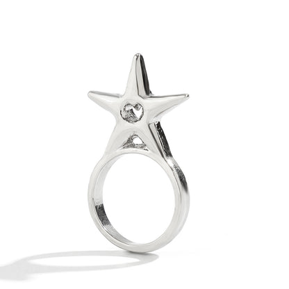 Cold and niche three-dimensional star shaped rings with spicy and beautiful mouth opening English letter bracelets