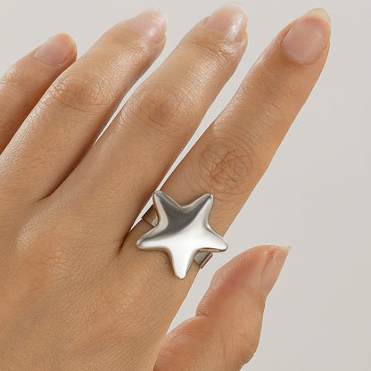 Cold and niche three-dimensional star shaped rings with spicy and beautiful mouth opening English letter bracelets