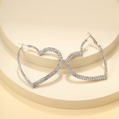 Hot selling cool style exaggerated hollow out love big earrings for women's personality simple and high-end earrings