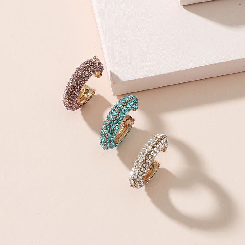 Simple and trendy zinc alloy diamond inlaid ring, European and American retro personality, exaggerated creativity