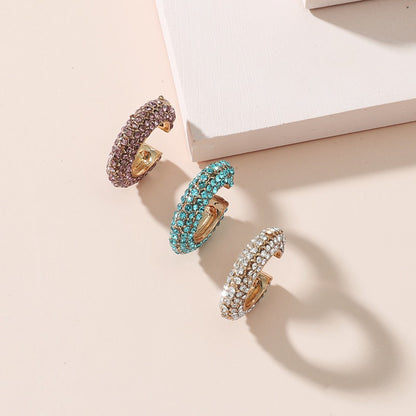 Simple and trendy zinc alloy diamond inlaid ring, European and American retro personality, exaggerated creativity